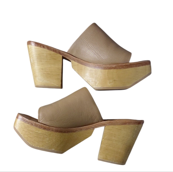 Rachel Comey Jibe Clog Chunky Leather Open Toe Wooden Mule Size 7.5-8 - Picture 1 of 16